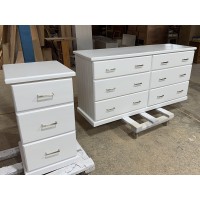 [CUSTOM MADE EXAMPLE] 6 drawer dresser and Bedside tables White 2410W6DD