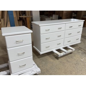 [CUSTOM MADE EXAMPLE] 6 drawer dresser and Bedside tables White 2410W6DD