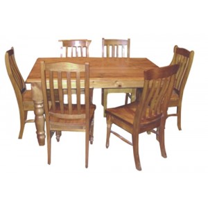 (OUT OF STOCK) 9 PCS TURNING LEGS DINING SUITE WITH LOCAL CHAIRS TABLE SIZE 1500 X 1500 OR 21000 X 1050