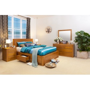 CLAREMONT 5PCE TASSIE OAK LUXURY KING SIZE BEDROOM SUITE