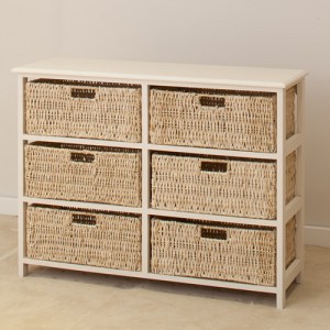 WHITE 6 DRAWERS BASKET