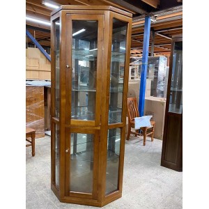 WTO-WCCD TASSIE OAK FULL GLASS HIGH QUALITY HARDWOOD CORNER DISPLAY UNIT / CABINET